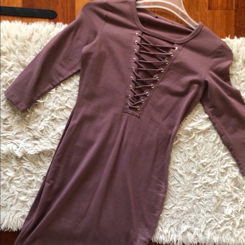 CHARLOTTE RUSSE: Blush tie up neckline mini dress